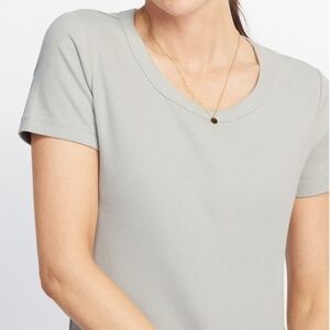 Pearl Cotton Ribbed Crewneck Tee In Light Green
